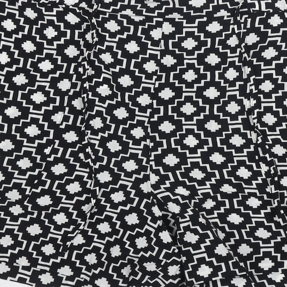 Brand and care label for Autograph women’s black geometric cupro mom shorts, size UK 22, 4-inch leg regular drawstring