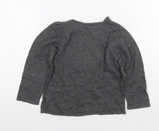 H&M Girls Grey Round Neck Polyamide Pullover Jumper Size 2 Years Pullover - Moon, Stars