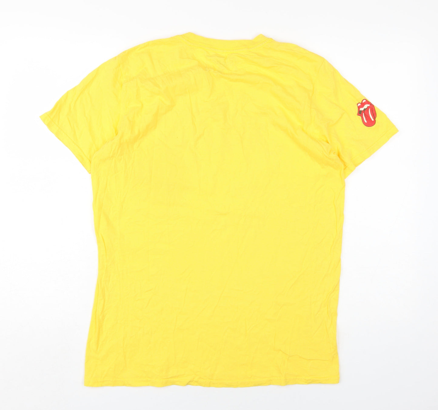 The Rolling Stones Womens Yellow Cotton Basic T-Shirt Size M Round Neck - The Rolling Stones On Air