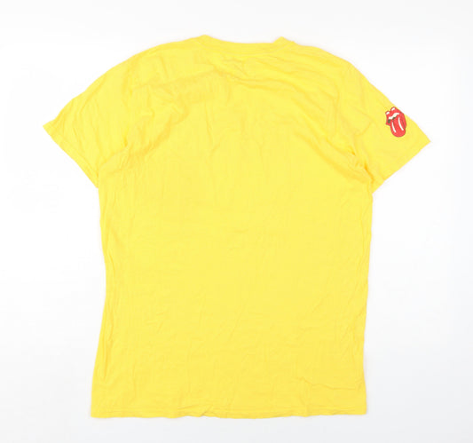 Womens UK Size M The Rolling Stones Yellow Cotton T-Shirt
