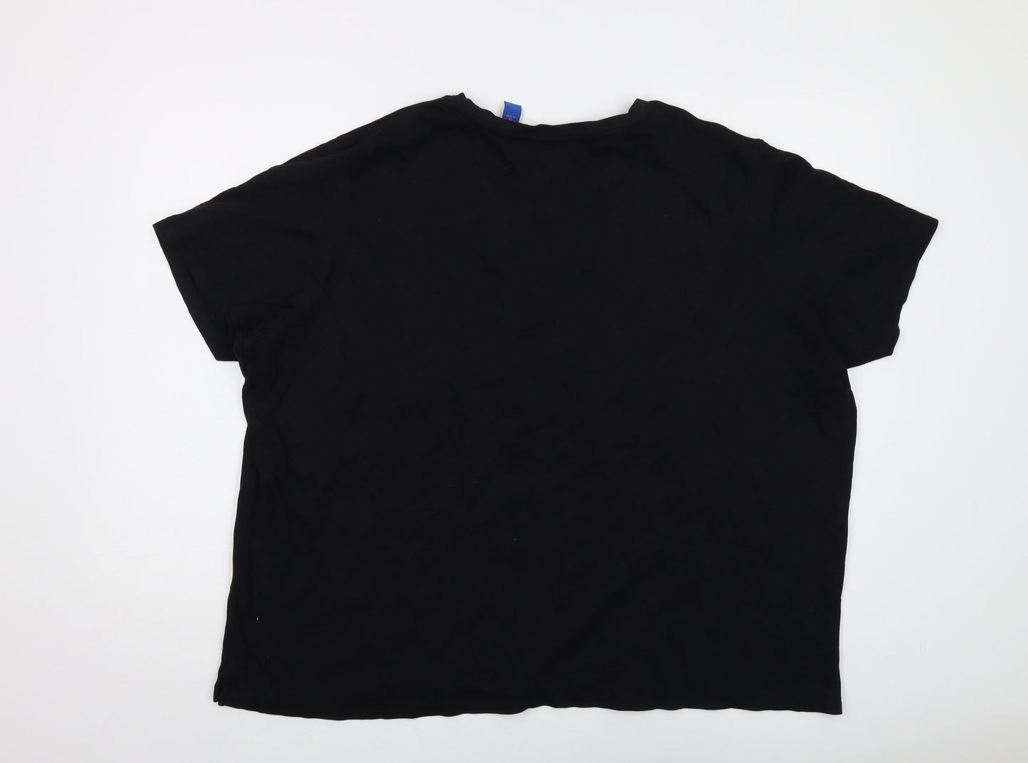 Karen Scott Womens Black Cotton Basic T-Shirt Size 2XL V-Neck