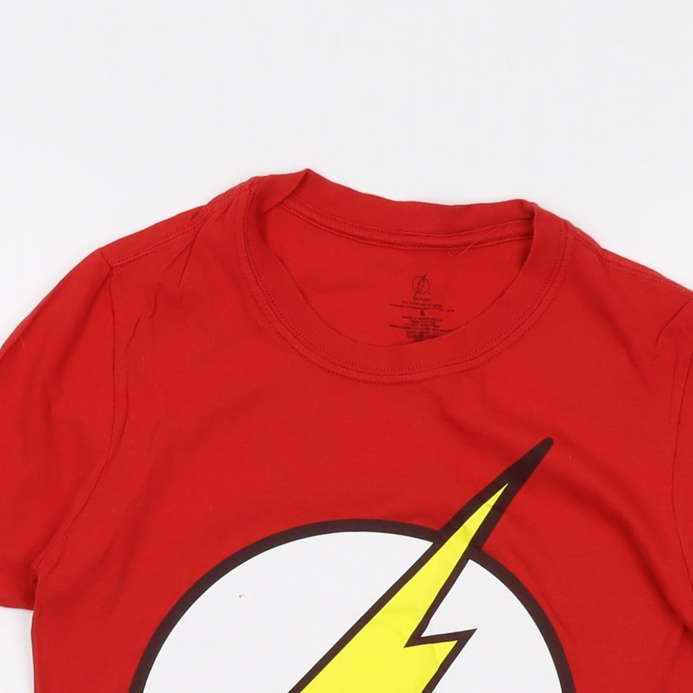 The Flash Womens Red Cotton Basic T-Shirt Size S Crew Neck