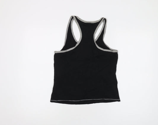 Disney Womens Black Cotton Basic Tank Size 10 Round Neck