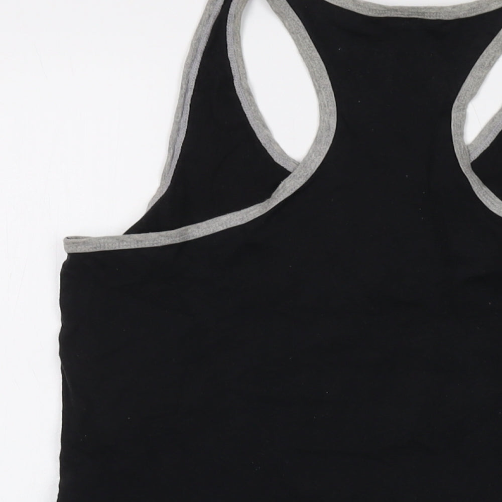 Disney Womens Black Cotton Basic Tank Size 10 Round Neck