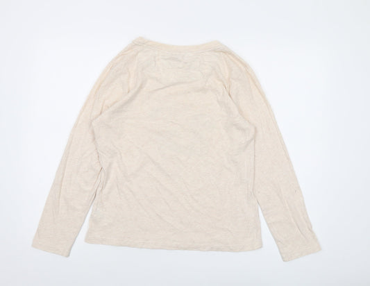 Disney Womens Beige Polyester Basic T-Shirt Size 10 Crew Neck