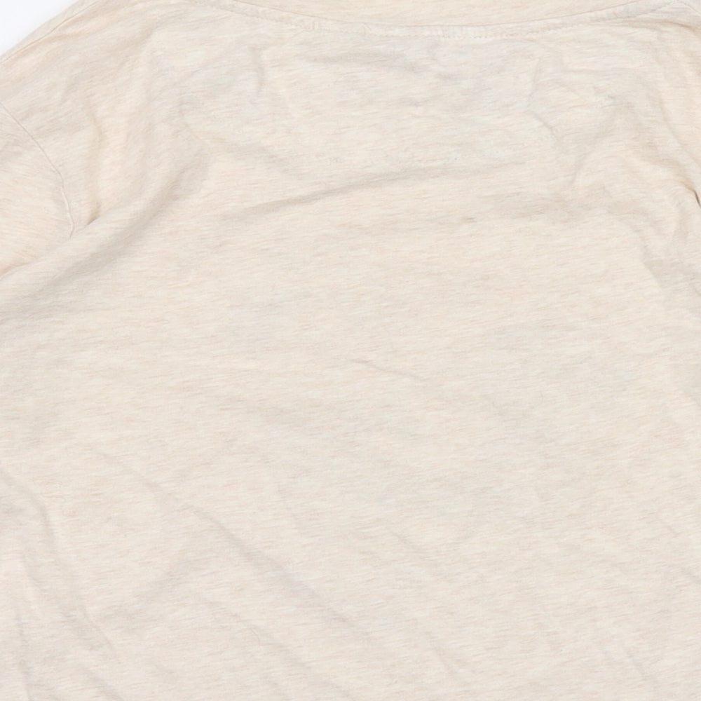 Disney Womens Beige Polyester Basic T-Shirt Size 10 Crew Neck