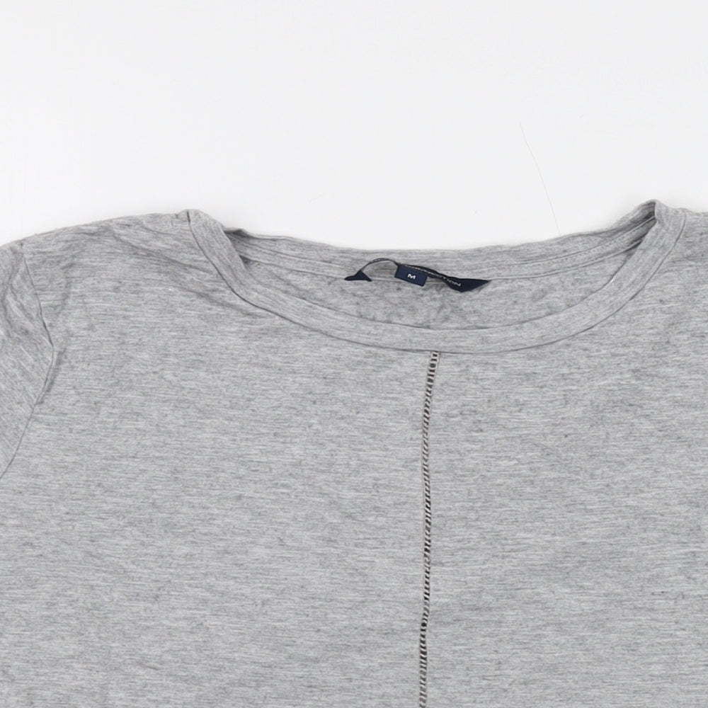 French Connection Womens Grey Viscose Basic T-Shirt Size M Round Neck