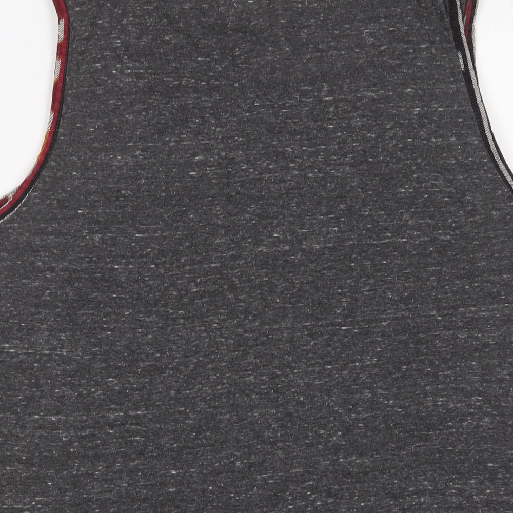 Pull&Bear Womens Grey Fair Isle Cotton Basic Tank Size L Scoop Neck - Embroidered, Beaded