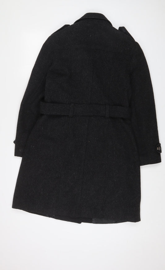 New York & Company Womens Grey Overcoat Coat Size 4 Button - Belted