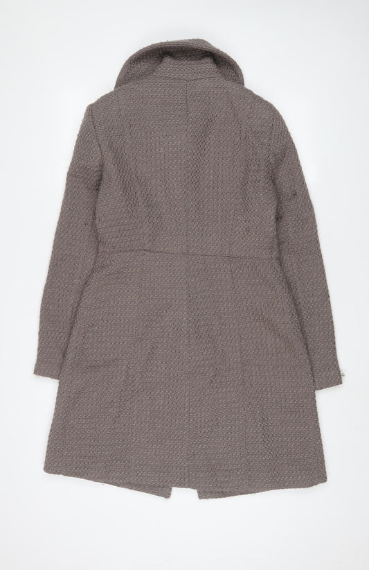 BHS Womens Brown Overcoat Coat Size 10 Button - Pockets