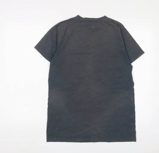 Stone Valley Mens Blue Cotton T-Shirt Size S Crew Neck - Logo, Embroidered