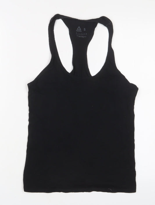 Reebok Womens Black Cotton Basic Tank Size S Scoop Neck Pullover