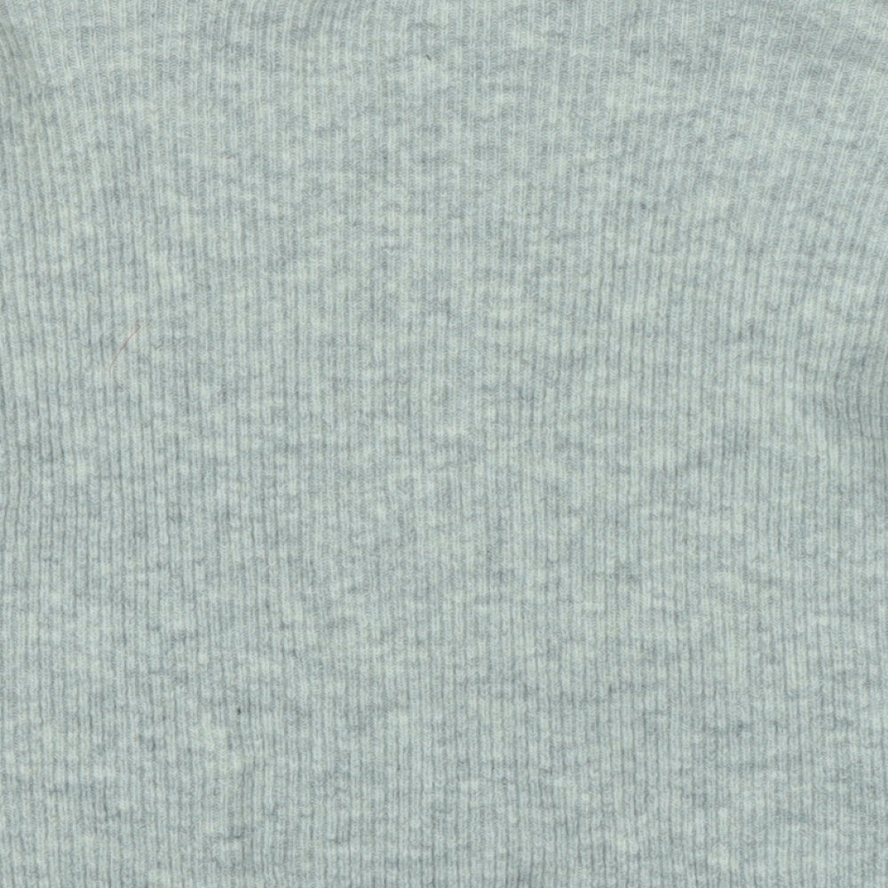Brand and care label for Miss Selfridge women’s grey mock neck polyester jumper, size UK 6