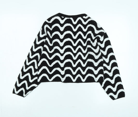 New Look Girls Black Crew Neck Acrylic Pullover Jumper Size 10-11 Years