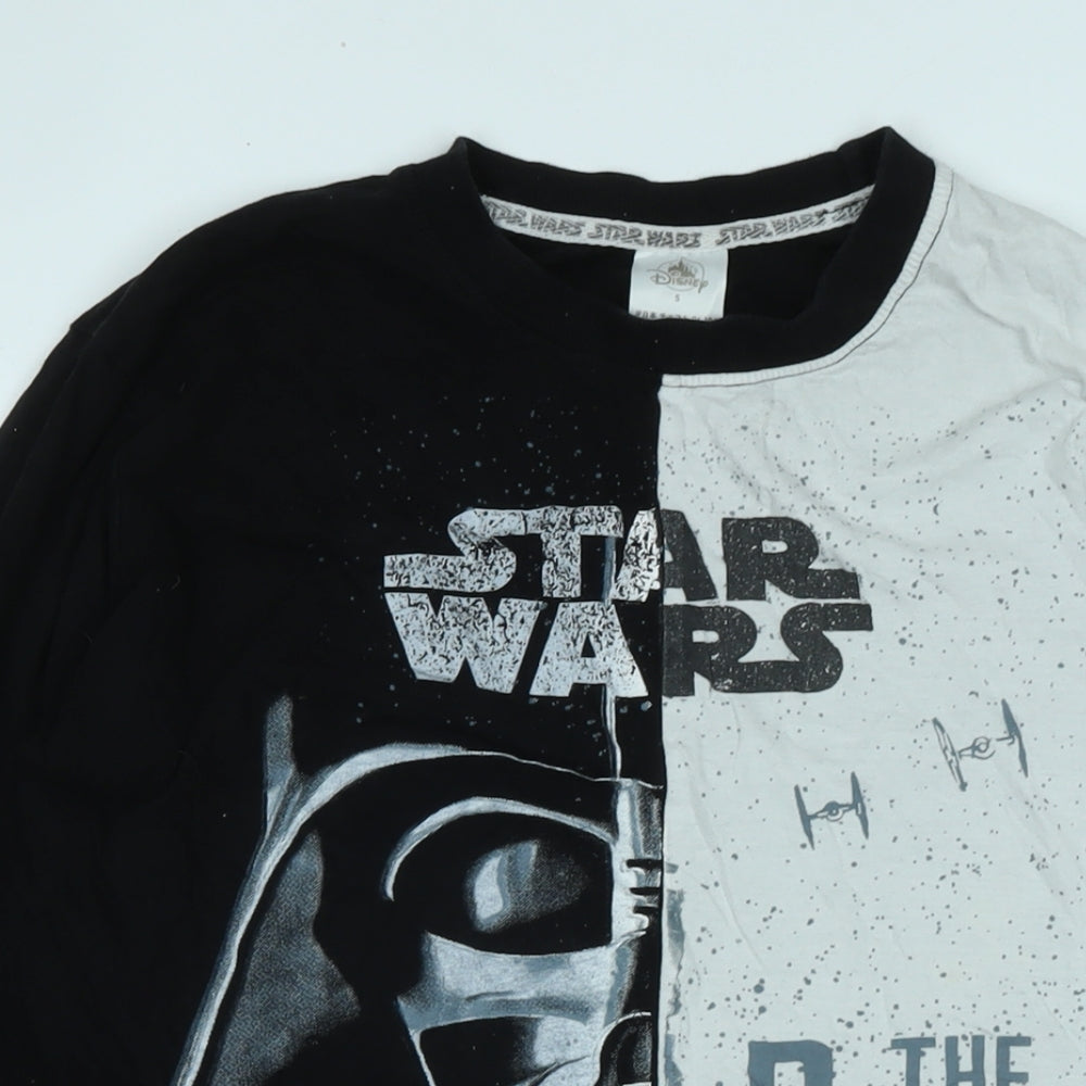 Disney Mens Black Cotton T-Shirt Size S Crew Neck - Logo