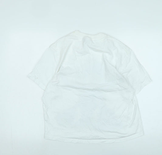 Disney Womens White Cotton Basic T-Shirt Size S Crew Neck - Logo - Disney Character.