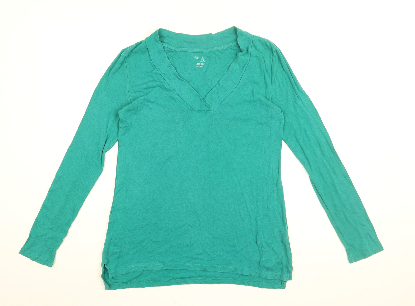 Gap Womens Green Cotton Basic T-Shirt Size M V-Neck