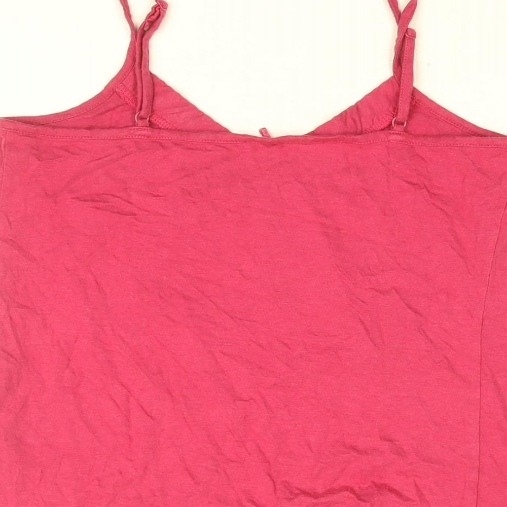 Brand and care label for Betty Jackson Black women’s pink cotton camisole t-shirt, size UK 10, v-neck