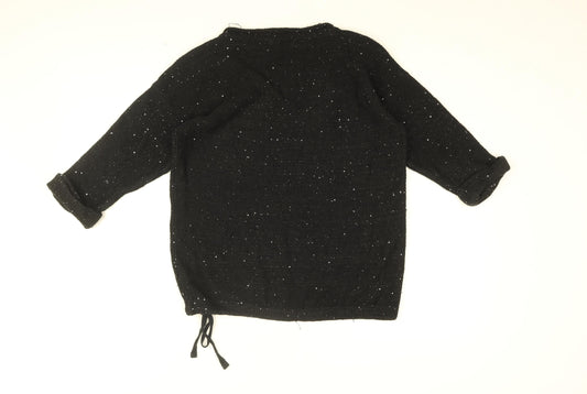 DKNY Womens Black V-Neck Cotton Pullover Jumper Size S