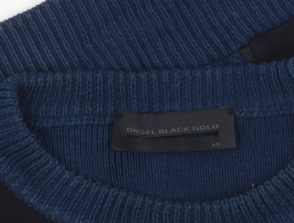 Diesel Black Gold Blue Knit Jumper XS