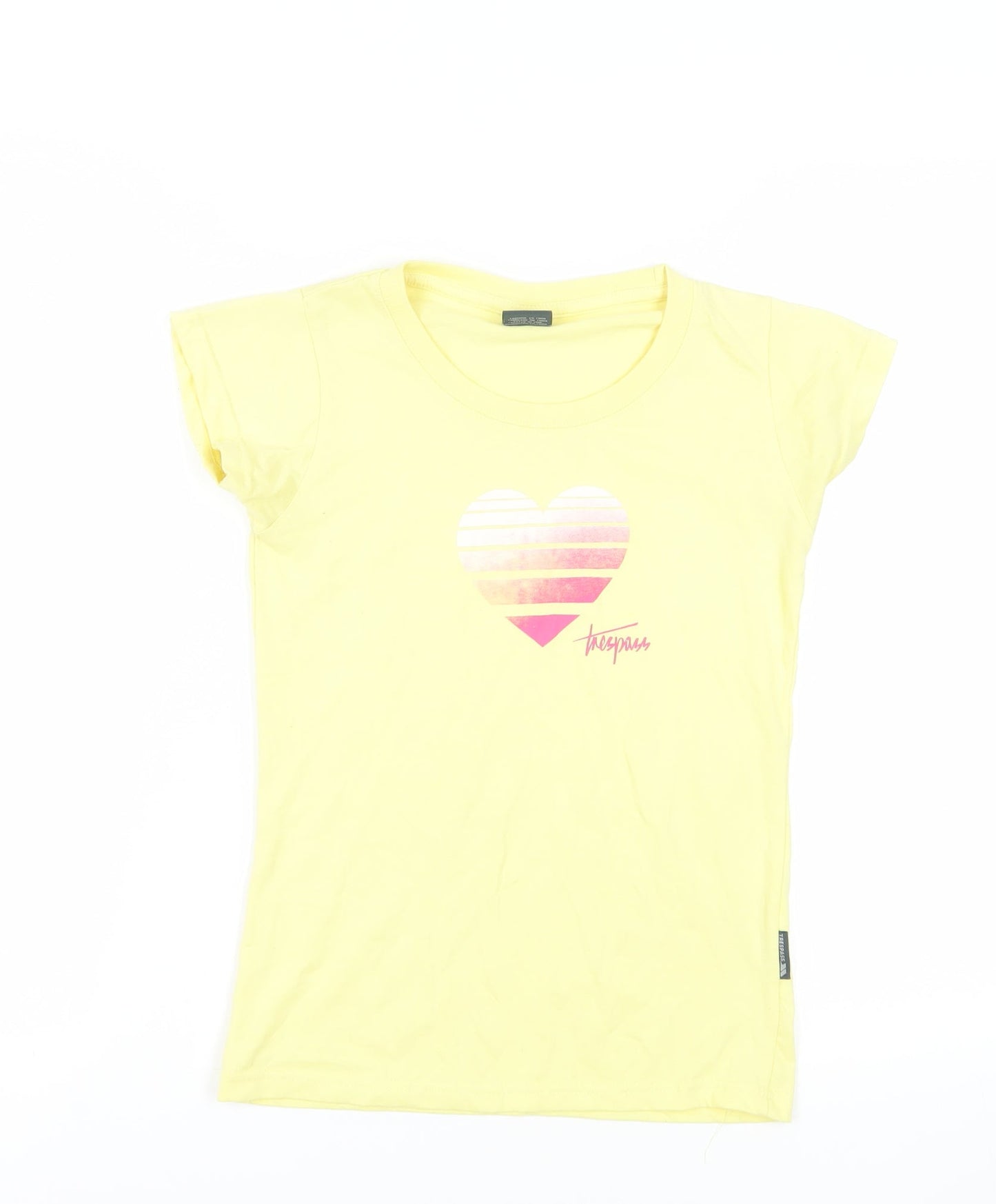 Trespass Yellow Heart Print T-Shirt, Size S