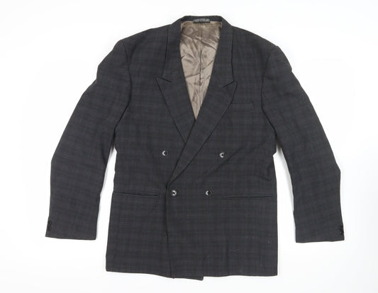Diesel Grey Check Double-Breasted Blazer, Size 38