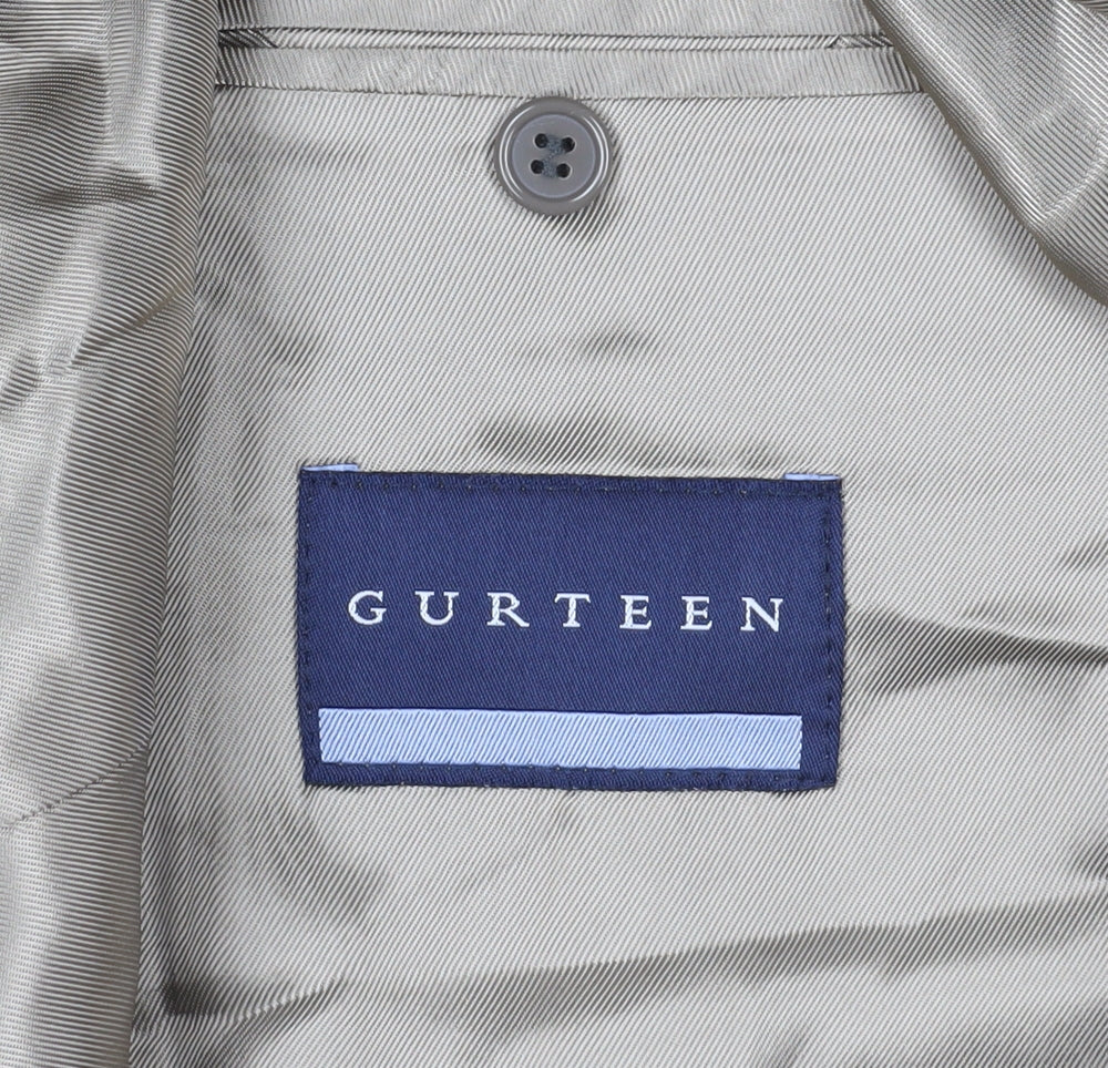 Brand and care label for Gurteen Brown Check Blazer, size L, Regular Fit