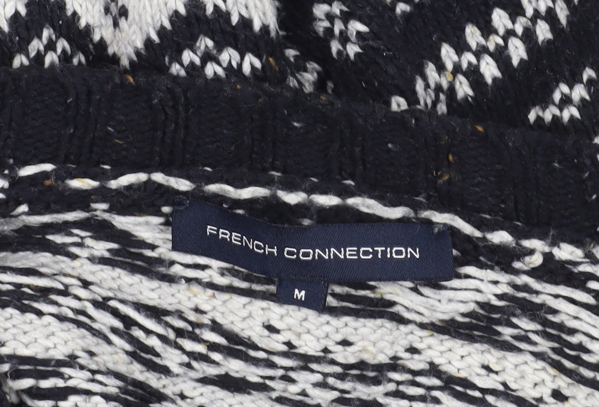 Brand and care label for French Connection Black Fair Isle Knit Jumper - Medium