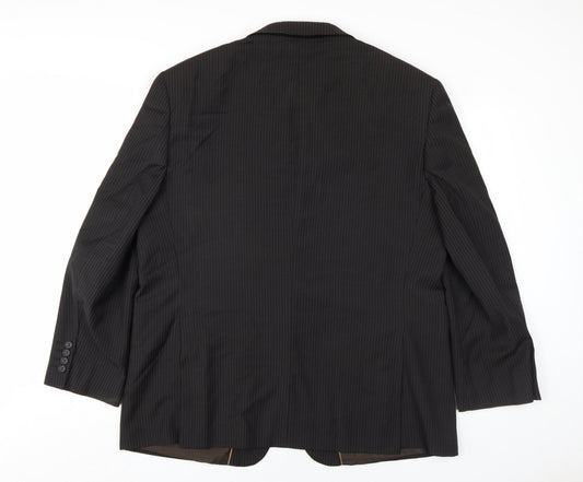 Marks and Spencer Mens Brown Striped Wool Jacket Blazer Size 46 Regular