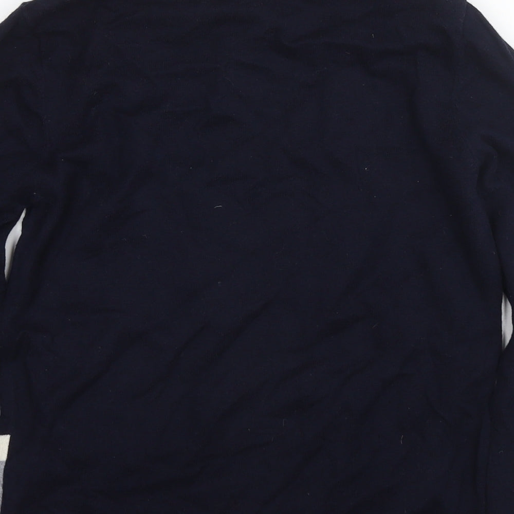 Brand and care label for Autograph boys’ blue collared wool jumper, size 11-12, years pullover