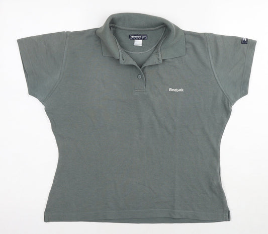 Reebok Womens Green Cotton Basic Polo Size 12 Collared