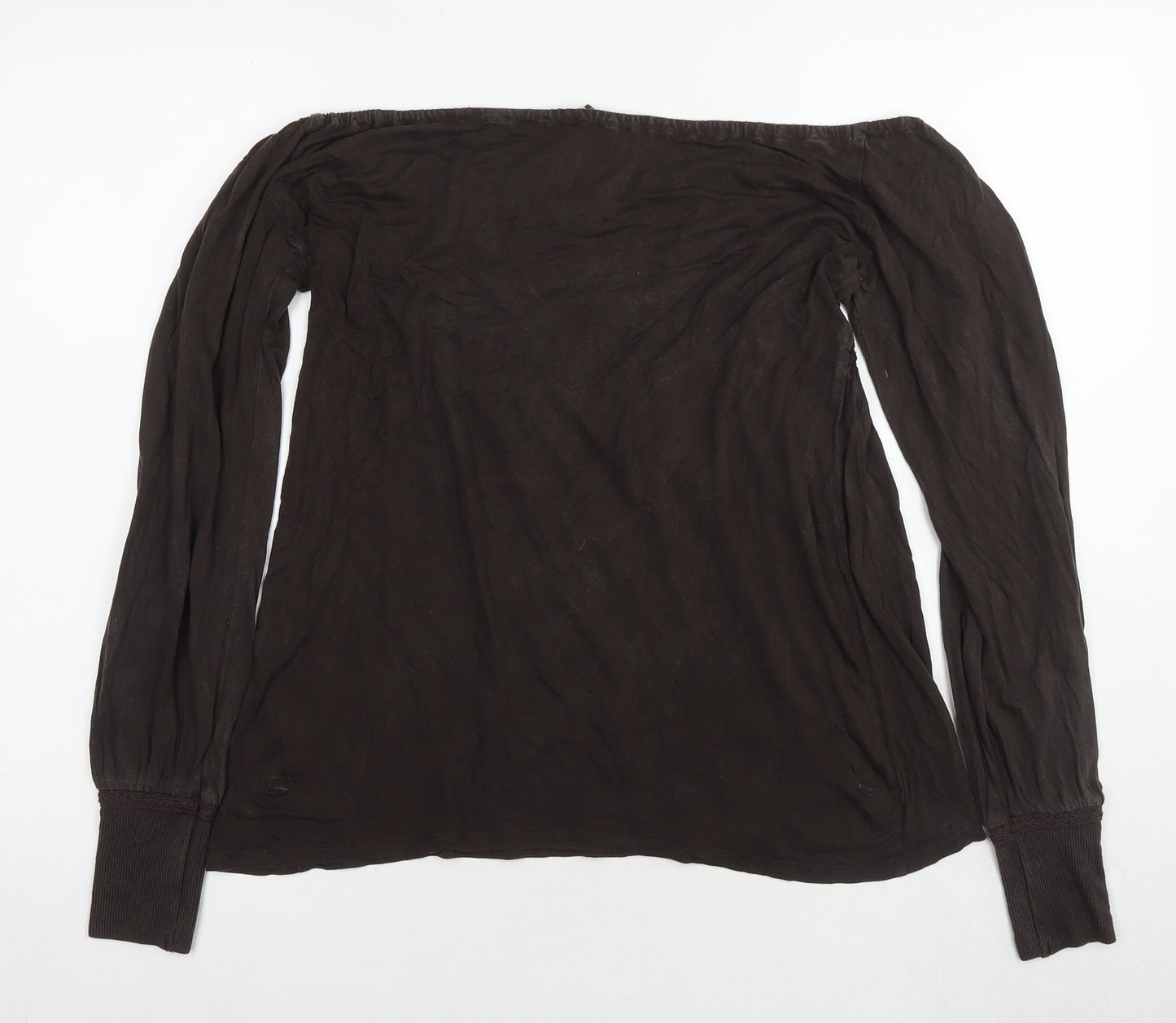GANT Womens Brown Polyester Basic Blouse Size S Off the Shoulder