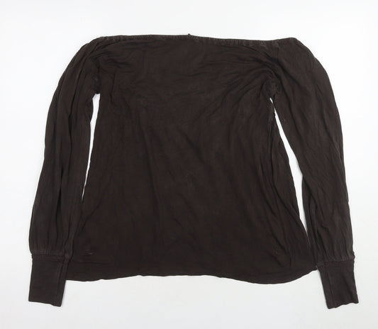 GANT Womens Brown Polyester Basic Blouse Size S Off the Shoulder