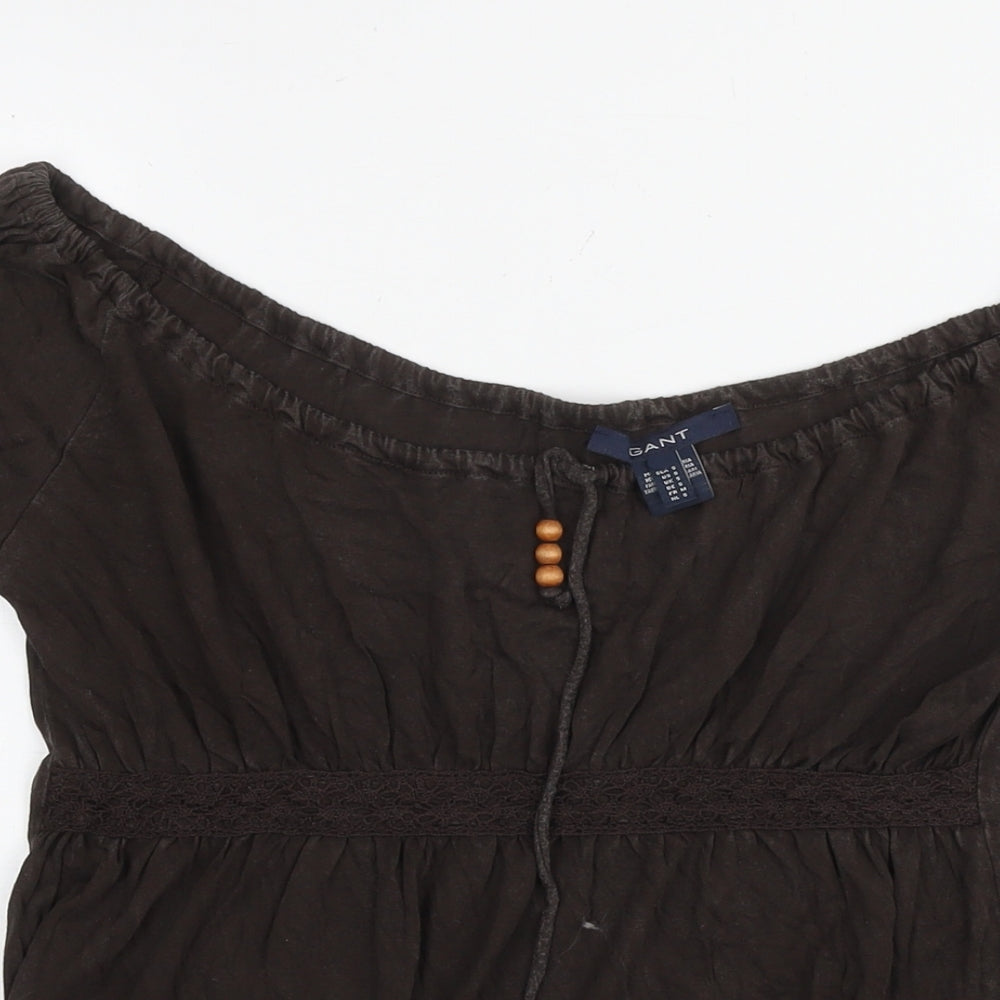 GANT Womens Brown Polyester Basic Blouse Size S Off the Shoulder