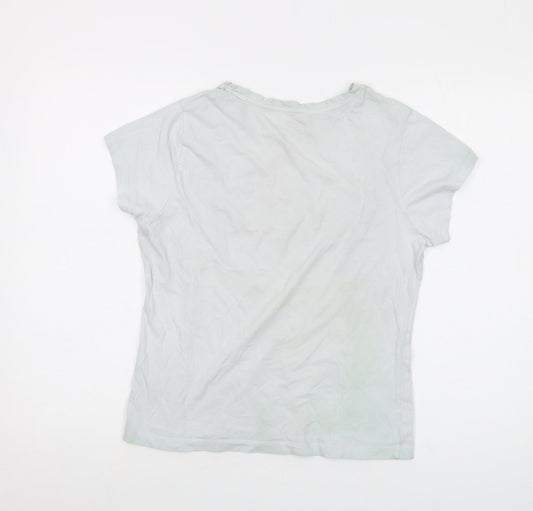 Disney Womens Blue Cotton Basic T-Shirt Size 6 Crew Neck - Mickey and Friends