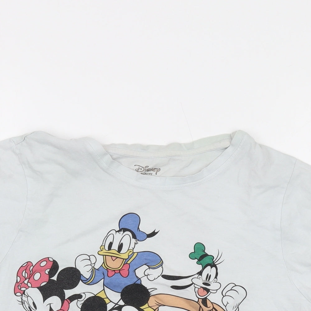 Disney Womens Blue Cotton Basic T-Shirt Size 6 Crew Neck - Mickey and Friends