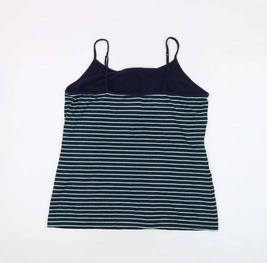 Gap Womens Blue Striped Cotton Basic Tank Size L Square Neck