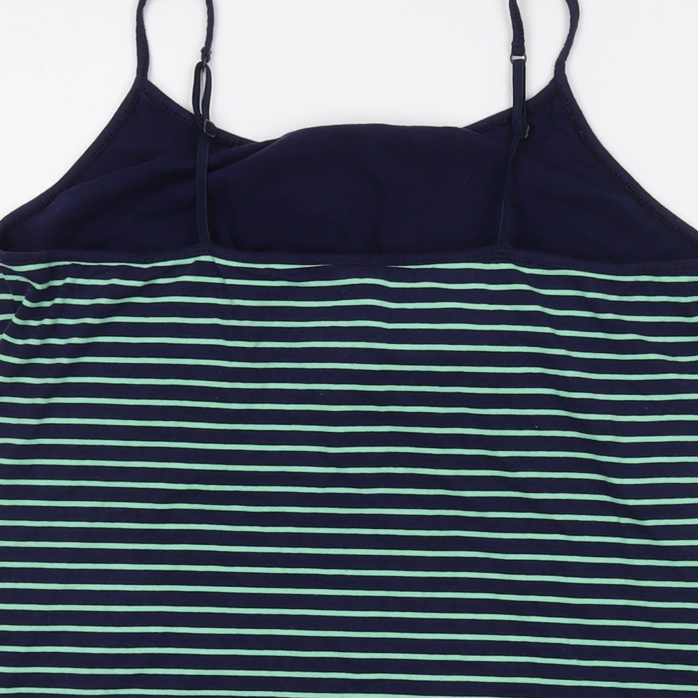 Gap Womens Blue Striped Cotton Basic Tank Size L Square Neck