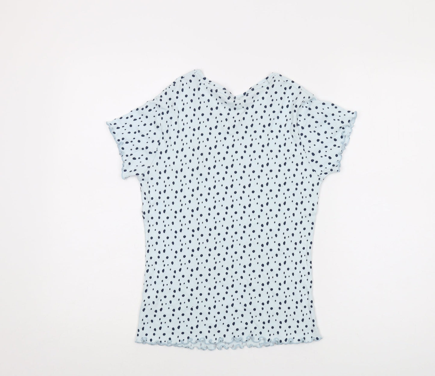 Disney Womens Blue Geometric Viscose Basic T-Shirt Size 8 Crew Neck - 101 Dalmatians