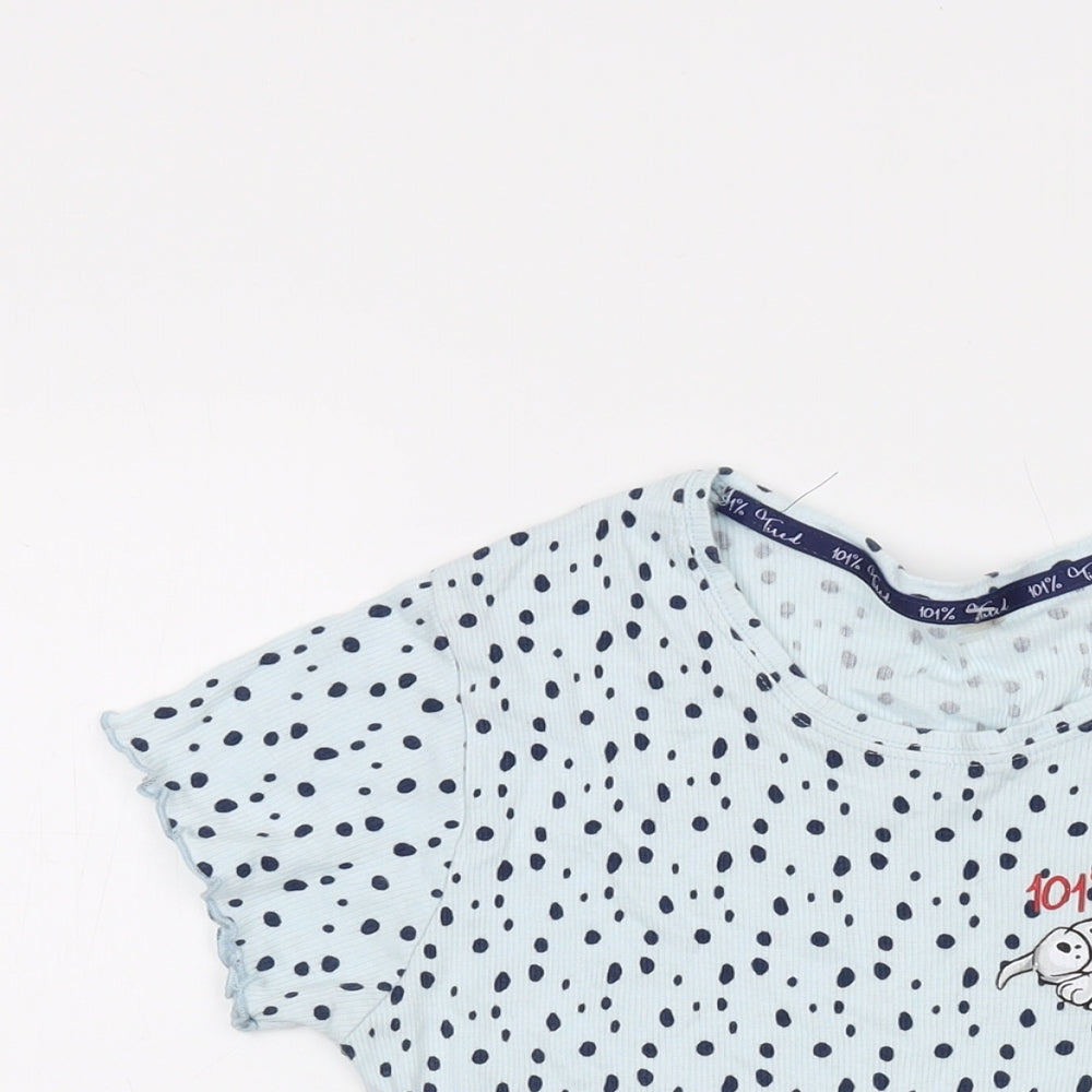 Disney Womens Blue Geometric Viscose Basic T-Shirt Size 8 Crew Neck - 101 Dalmatians