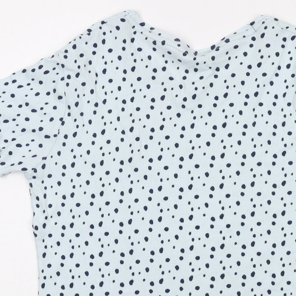Disney Womens Blue Geometric Viscose Basic T-Shirt Size 8 Crew Neck - 101 Dalmatians