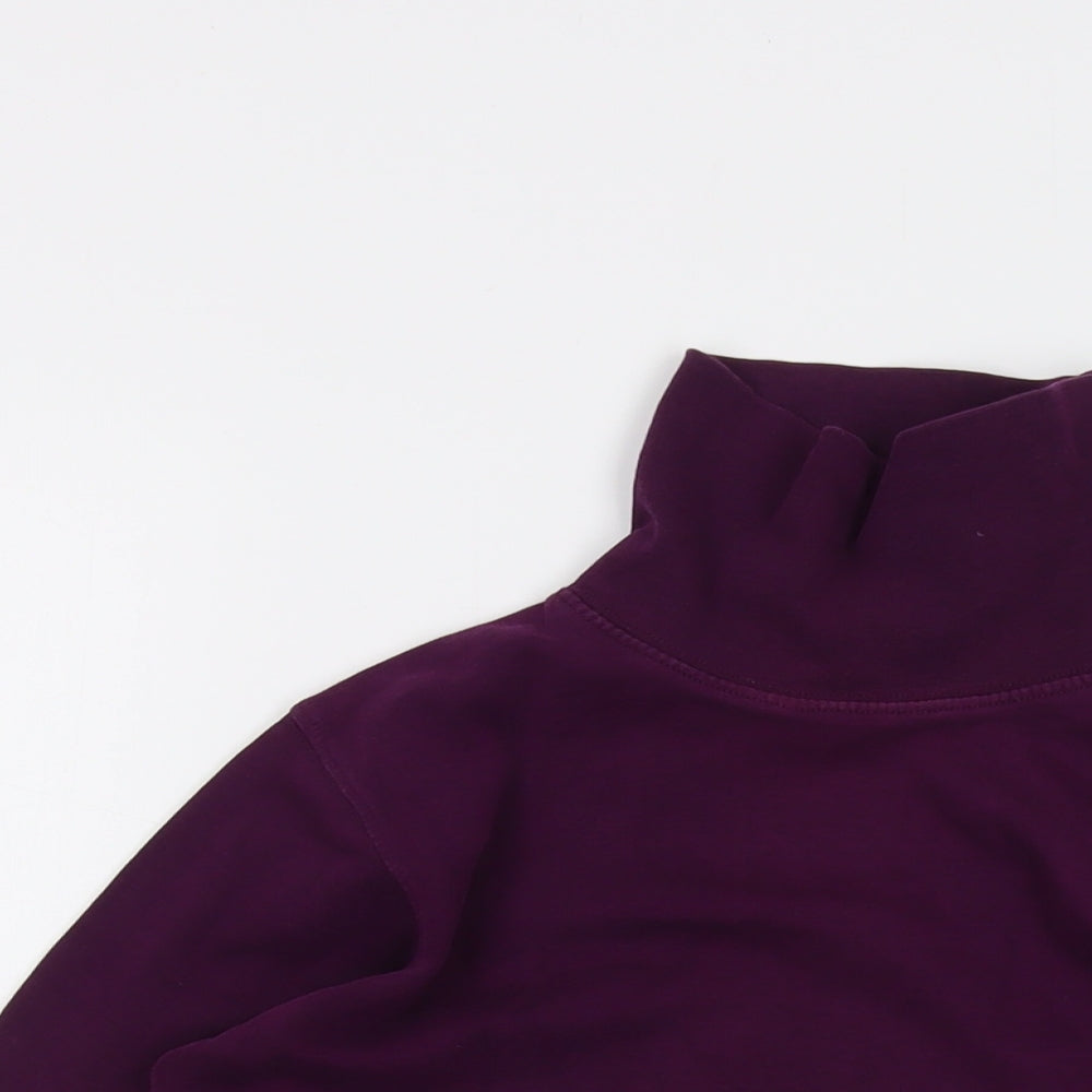 The Golf Womens Purple Cotton Basic T-Shirt Size S Roll Neck