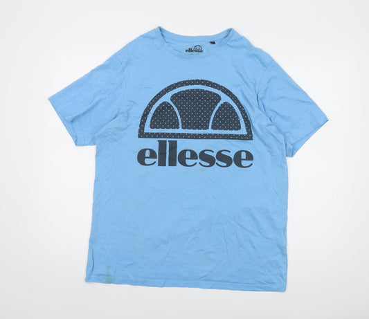 ellesse Mens Blue Cotton T-Shirt Size M Crew Neck