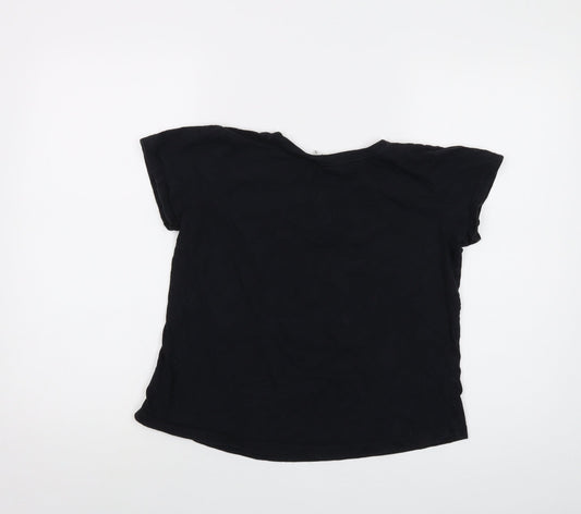 Disney Womens Black Cotton Basic T-Shirt Size 8 Crew Neck