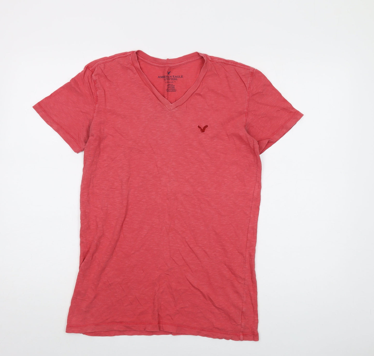 American Eagle Womens Pink Cotton Basic T-Shirt Size XS V-Neck