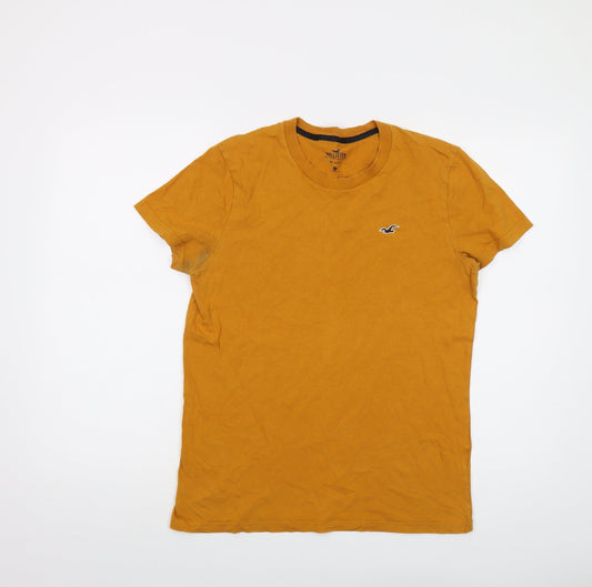 Hollister Mens Yellow Cotton T-Shirt Size S Crew Neck