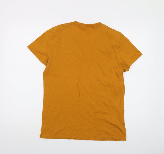 Hollister Mens Yellow Cotton T-Shirt Size S Crew Neck