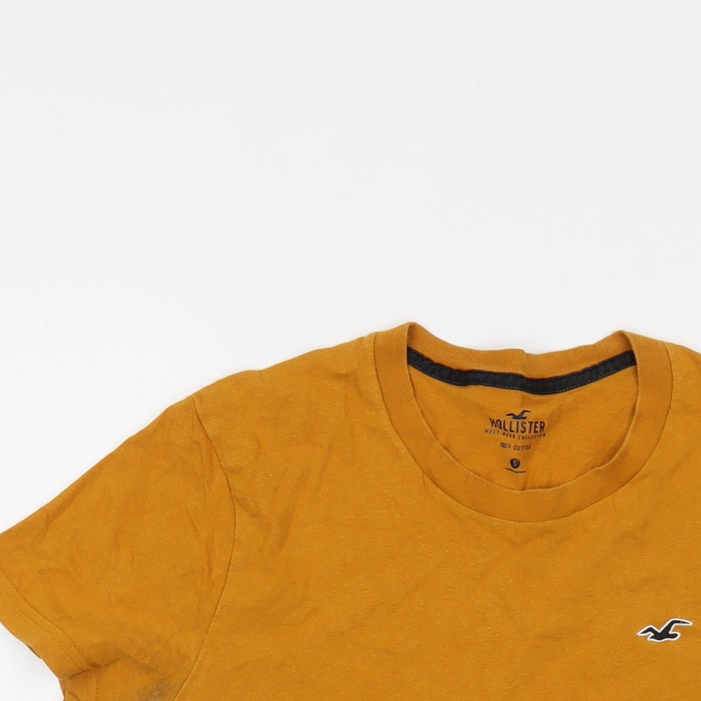 Hollister Mens Yellow Cotton T-Shirt Size S Crew Neck