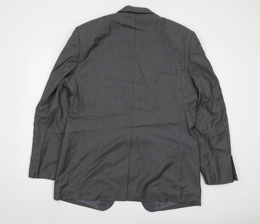Reda Mens Grey Striped Wool Jacket Suit Jacket Size 44 Regular