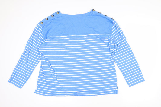 Isle Womens Blue Striped Cotton Pullover Sweatshirt Size L Pullover